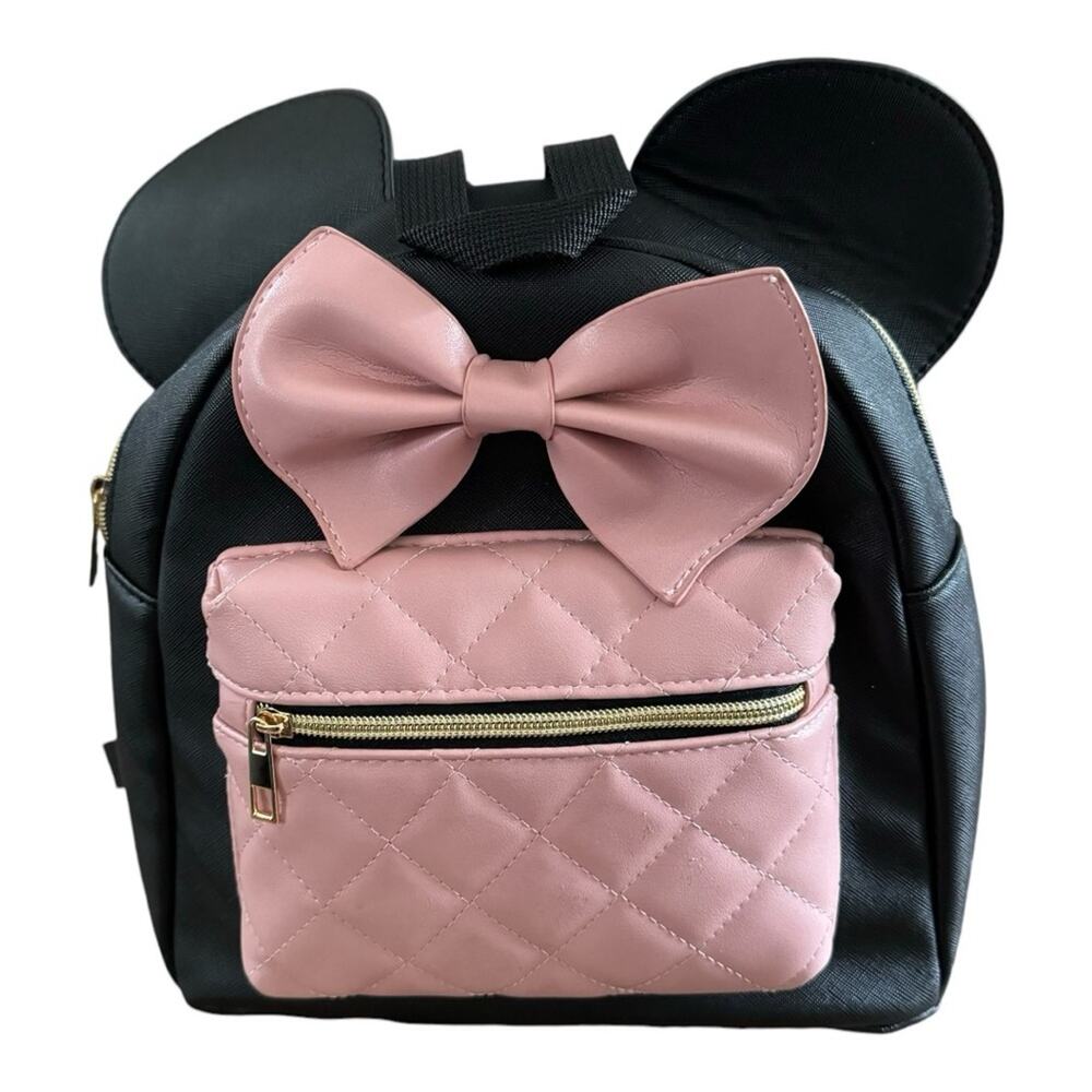 Minnie Mouse Mini Backpack Purse Black Pink
